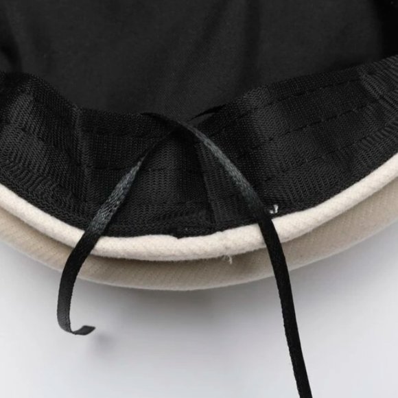 Beige Women's Beret Hat w/ Chain Decorated Peaked Cap Newspaper‎ Hat Vintage - Picture 9 of 10